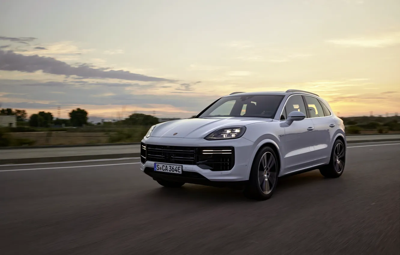 Photo wallpaper Porsche, Cayenne, drive, Porsche Cayenne Turbo E-Hybrid