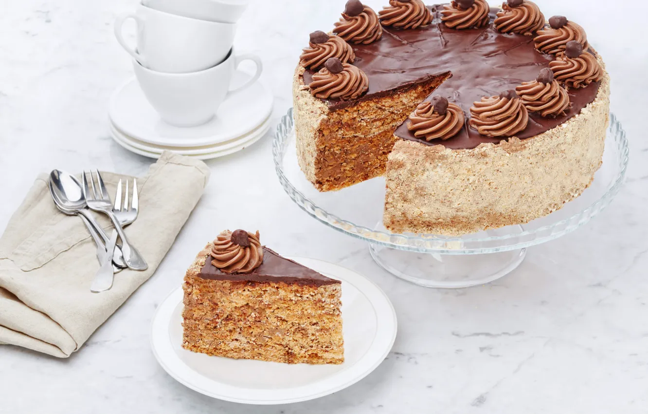 Photo wallpaper cake, cream, piece