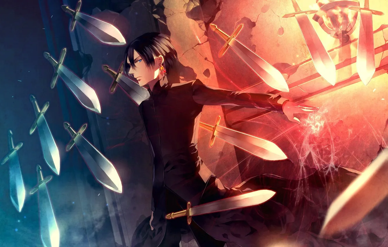 Photo wallpaper weapons, magic, sword, dagger, guy, Sunakumo