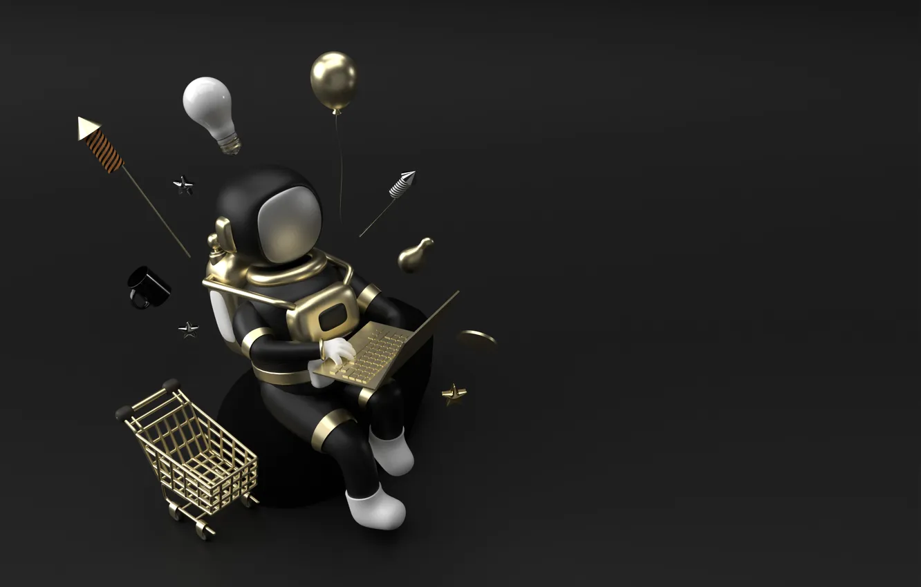 Photo wallpaper astronaut, banner, Sale, template, BLACK FRIDAY