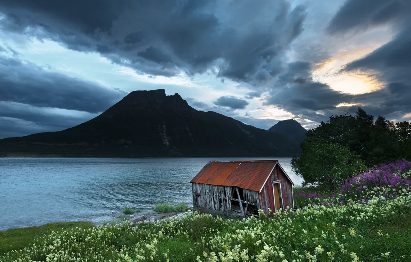 Photo wallpaper Derelict Boathouse, Aldersundet, Northern-Norway
