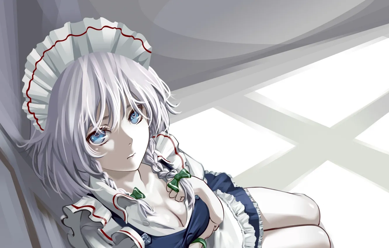 Photo wallpaper look, girl, braids, bow, short hair