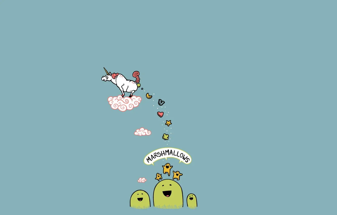 Photo wallpaper clouds, joy, unicorn, setup, mermaids