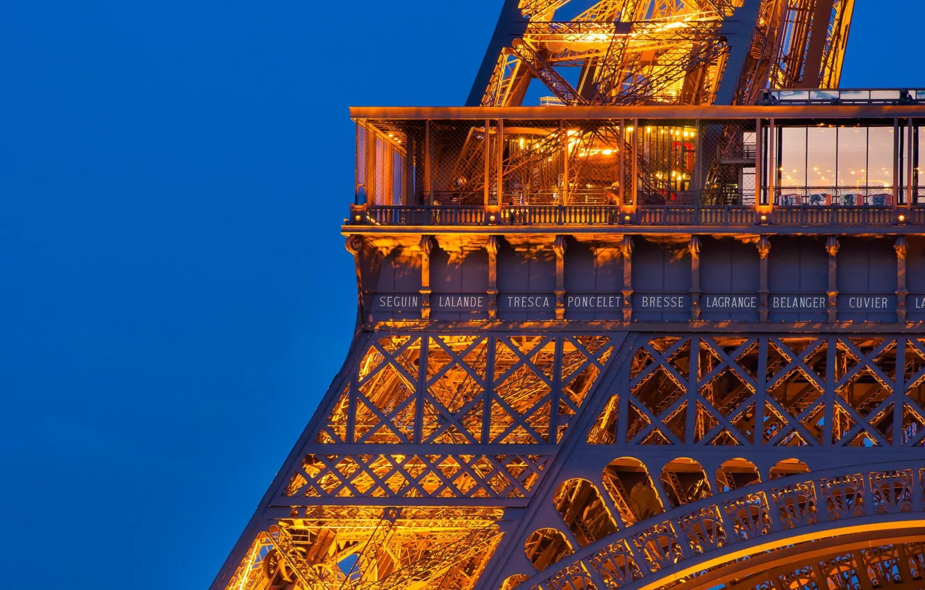 Photo wallpaper the sky, light, the city, France, Paris, the evening, Eiffel tower
