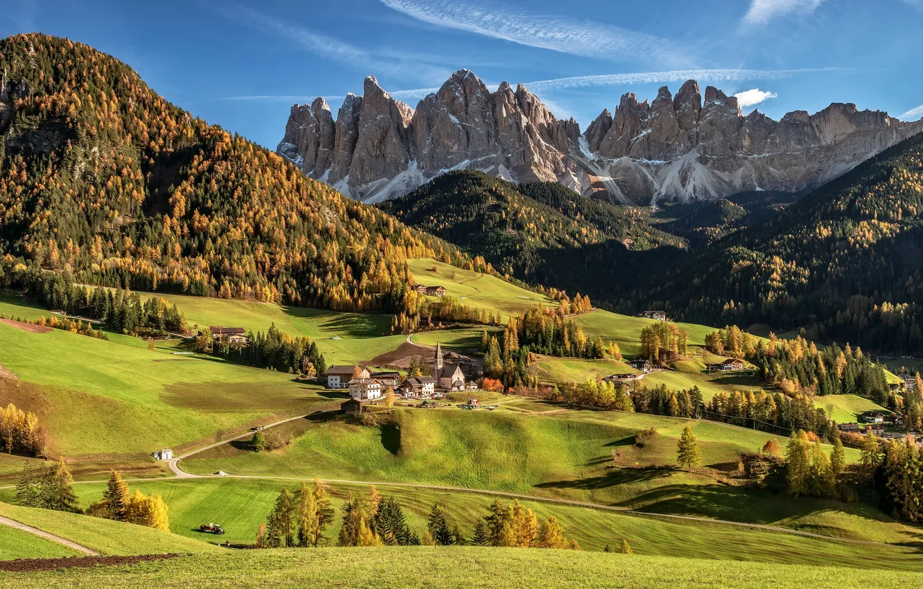 Photo wallpaper mountains, space, Italy, Italy, blue sky, South Tyrol, South Tyrol, Picturesque Landscape