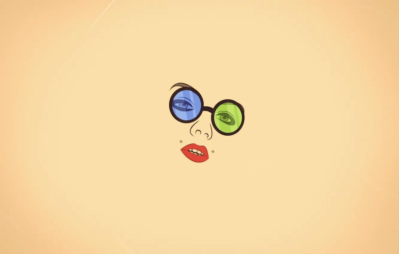 Photo wallpaper look, girl, face, minimalism, piercing, glasses, lips, vanilla