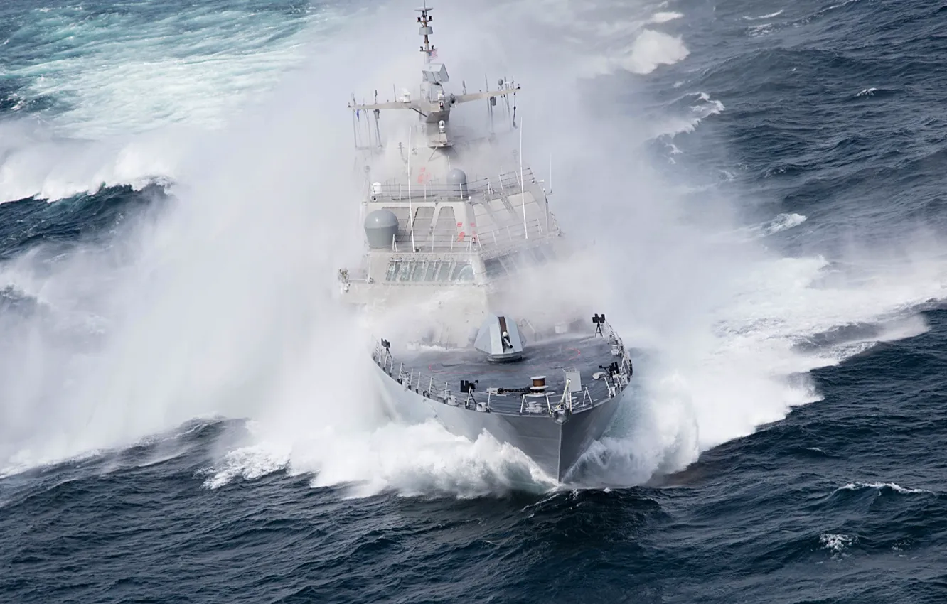 Photo wallpaper storm, the ocean, warship, intertidal, USS Milwaukee
