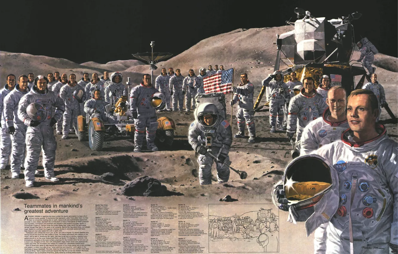 Photo wallpaper space, the moon, moon, mission, astronaut