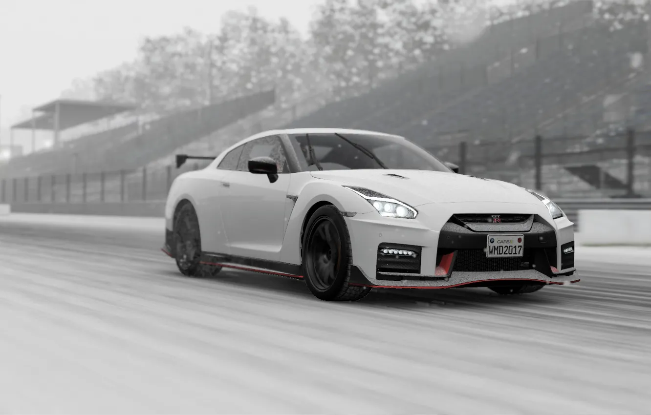 Photo wallpaper winter, Nissan, GT-R, Nismo, Project CARS 2