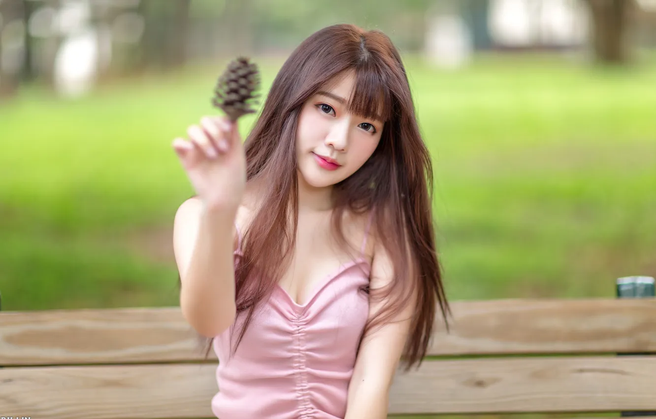 Photo wallpaper look, pose, model, portrait, hands, makeup, hairstyle, brown hair