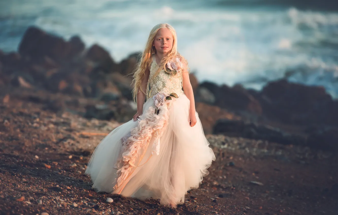 Photo wallpaper shore, dress, girl, Sea Princess
