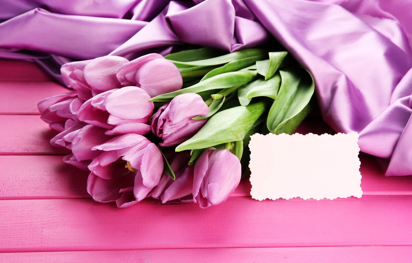 Photo wallpaper flowers, bouquet, tulips, pink, wood, pink, flowers, beautiful