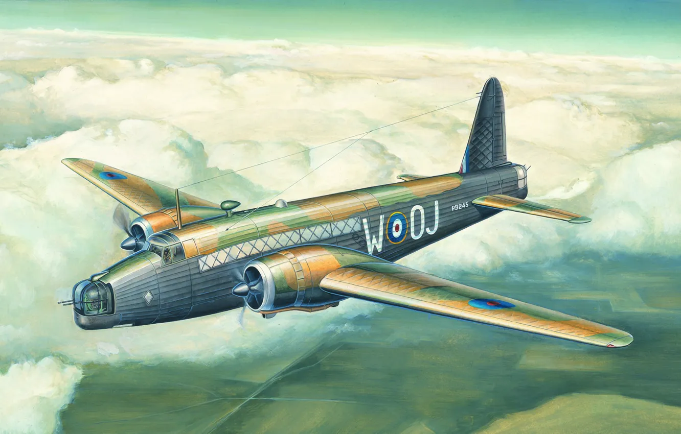 Photo wallpaper bomber, war, art, airplane, aviation, ww2, Vickers Wellington