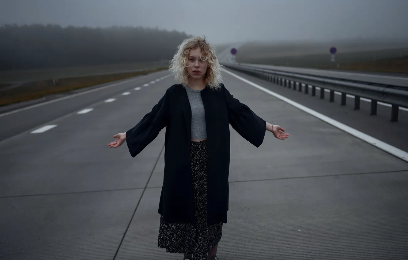 Photo wallpaper road, girl, Aleks Five