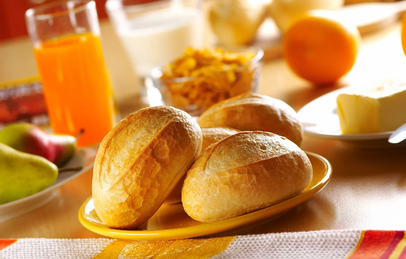 Photo wallpaper juice, bread, breakfast, bread products