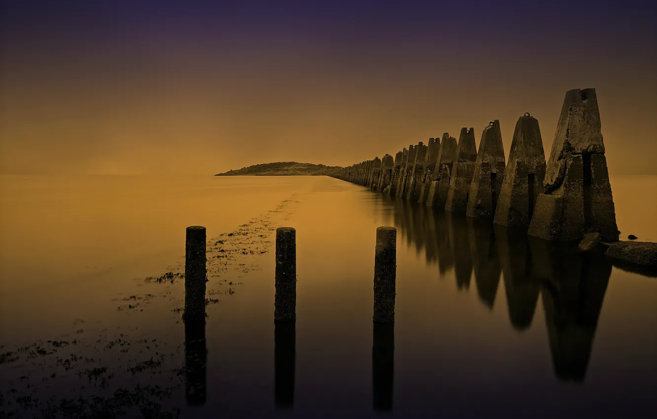 Photo wallpaper sea, Scotland, pierce, Scotland, Edinburgh, piles, Cramond