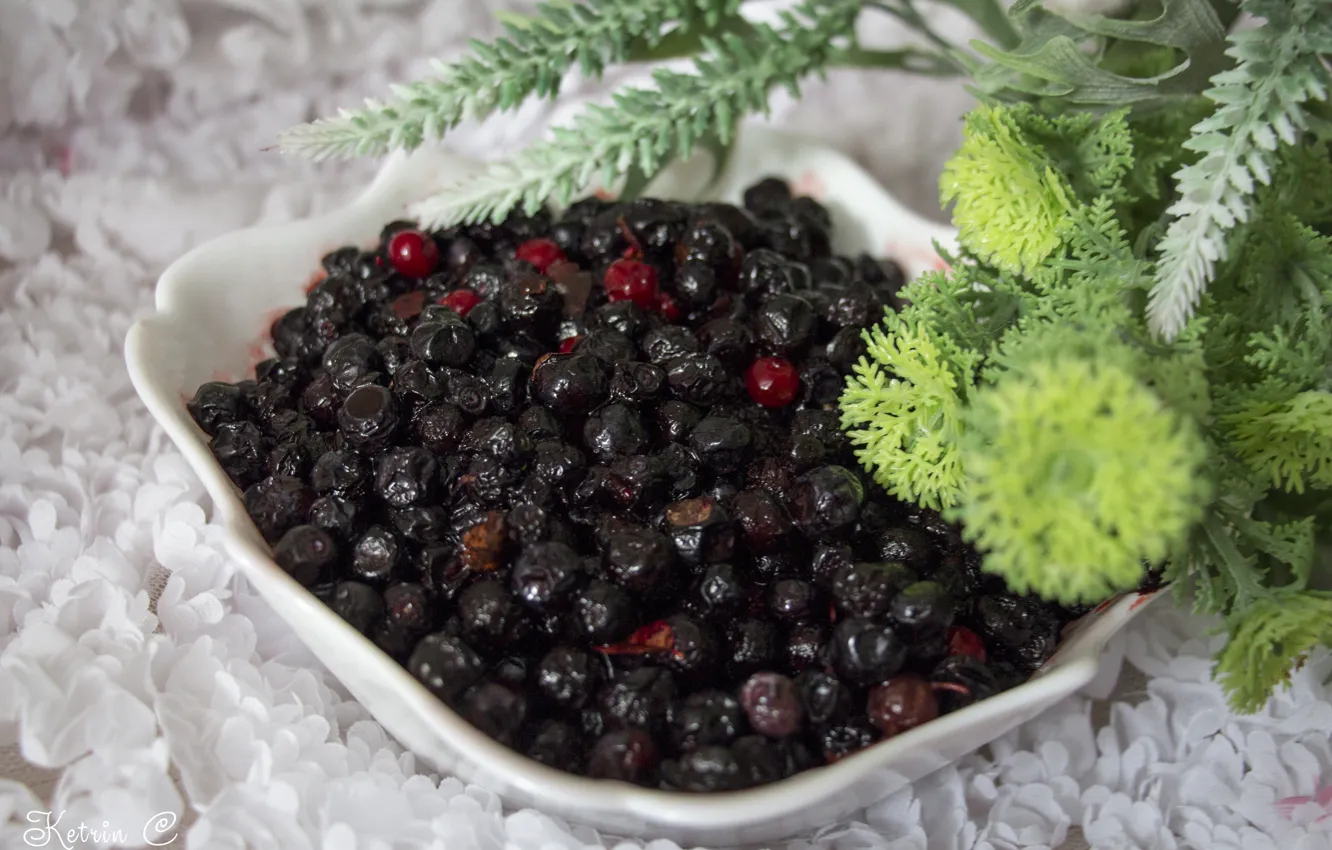 Photo wallpaper greens, berries, food, food, dessert, sweet, dumb, blueberries