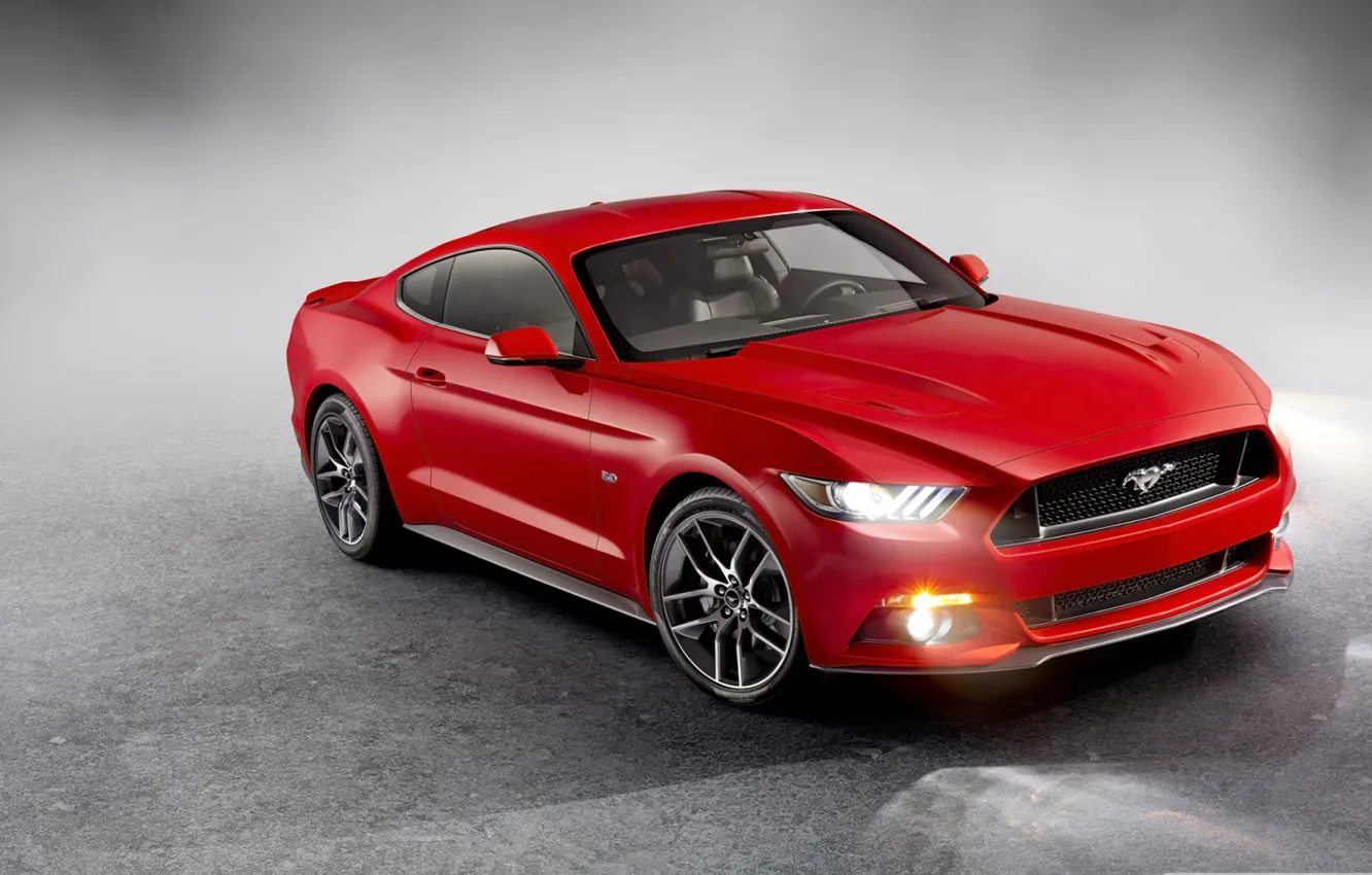 Photo wallpaper Mustang, Ford, Red, 2015, Ford Mustang 2015, Mustang Red, Ford Red