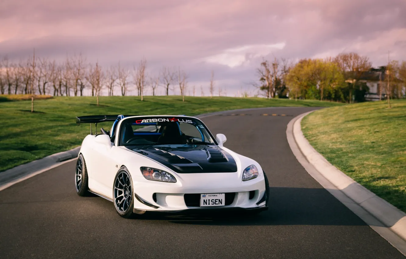 Photo wallpaper Japan, white, Honda, black, Front, Honda, tuning, S2000