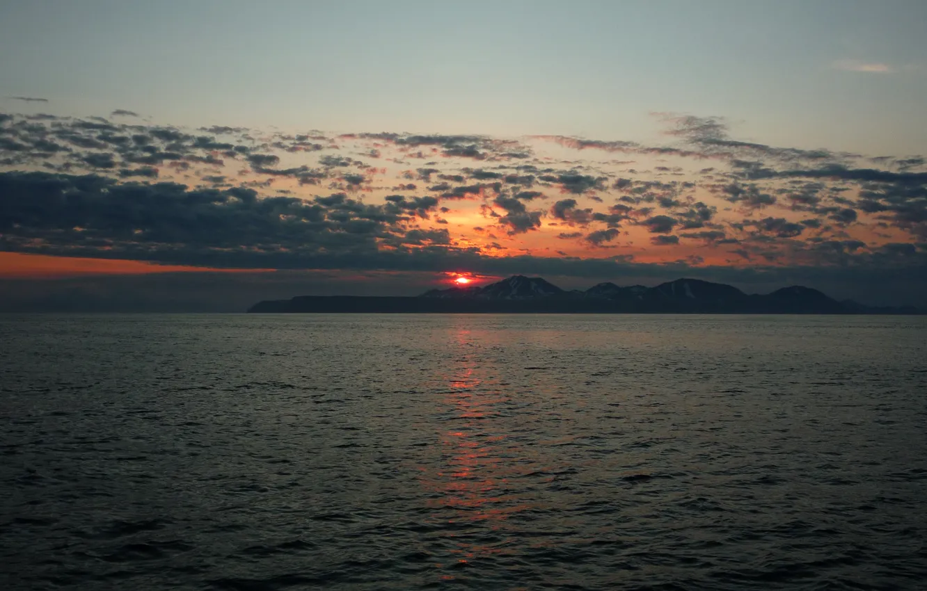 Photo wallpaper sea, sunset, Kamchatka