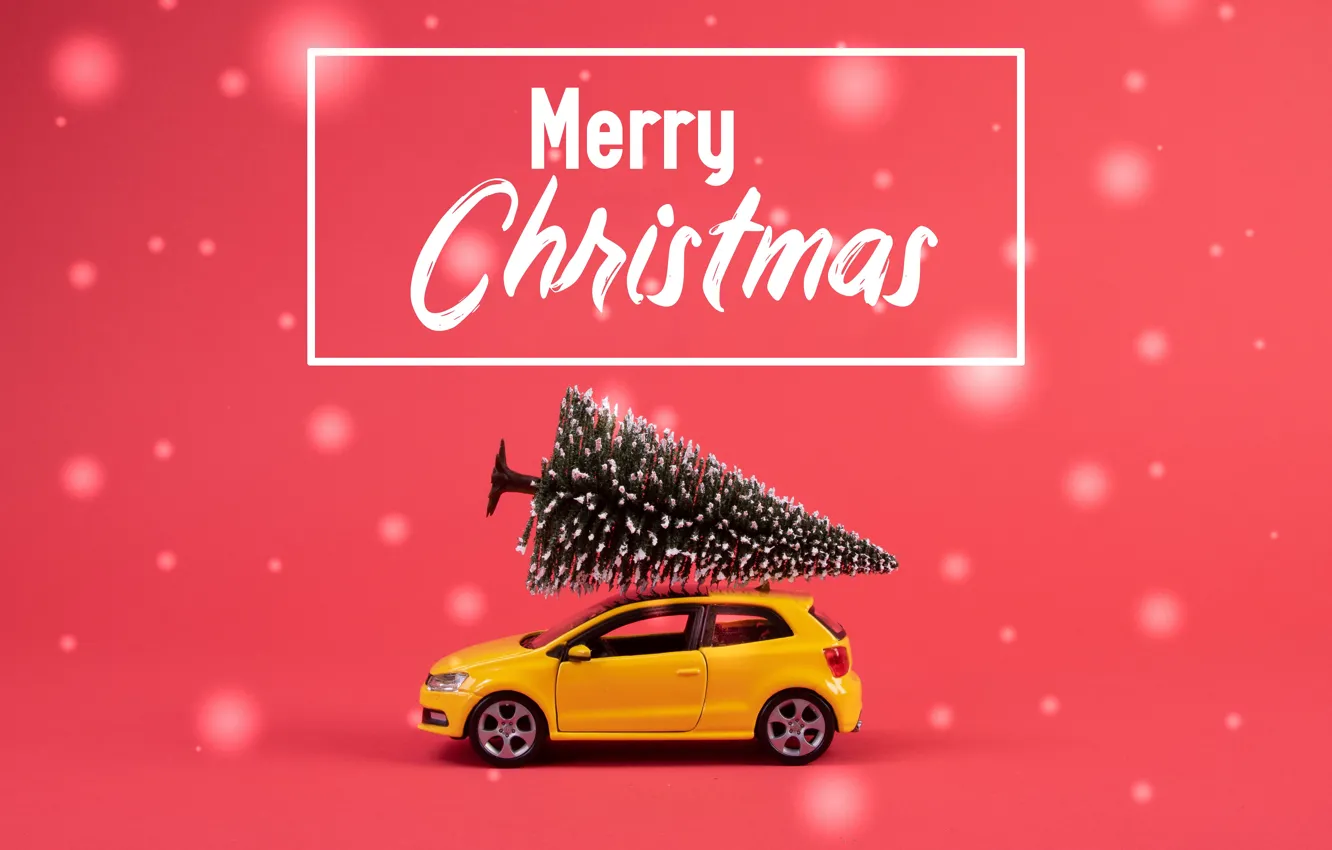 Photo wallpaper new year, Christmas, machine, herringbone, Christmas decorations, new year decorations