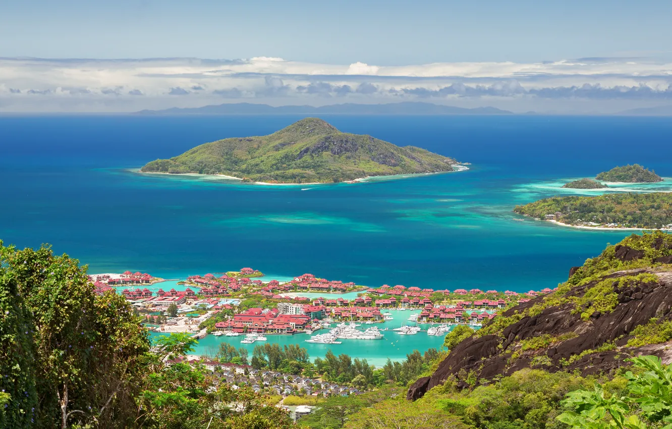 Photo wallpaper the city, the ocean, island, Seychelles, Seychelles, Mahe