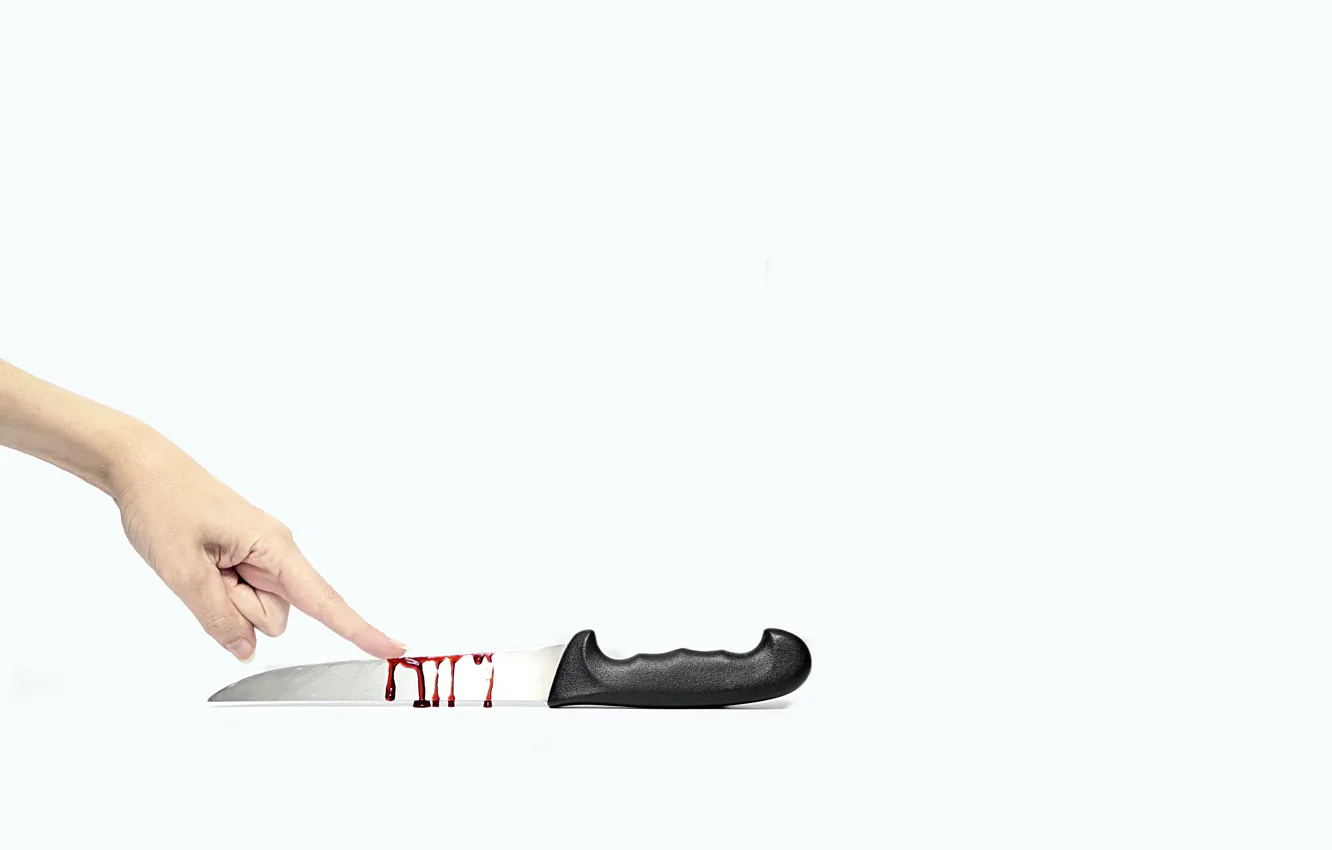 Photo wallpaper blood, knife, fingers