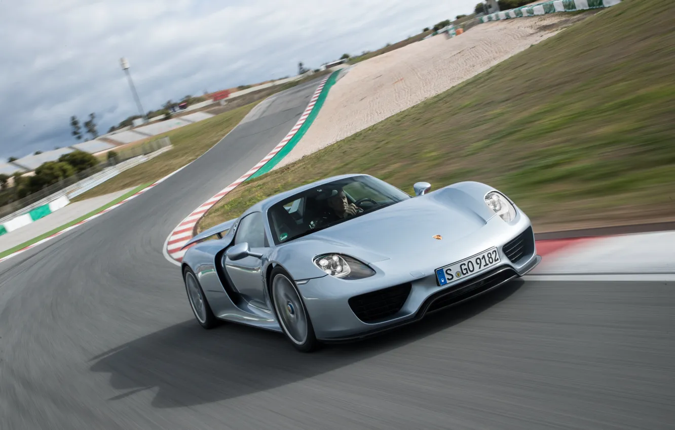 Photo wallpaper speed, Porsche, turn, Porsche, Speedway, Porsche 918 Spyder