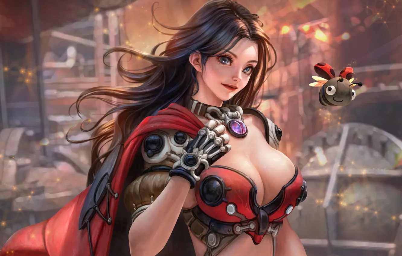 Photo wallpaper girl, style, ladybug, spectrum