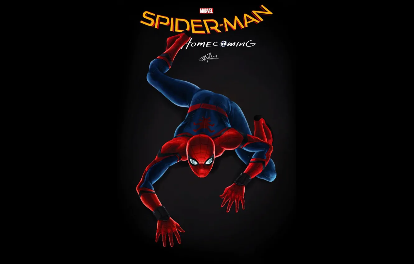 Photo wallpaper poster, spider man, Peter Parker, Tom Holland, spider man:homecoming