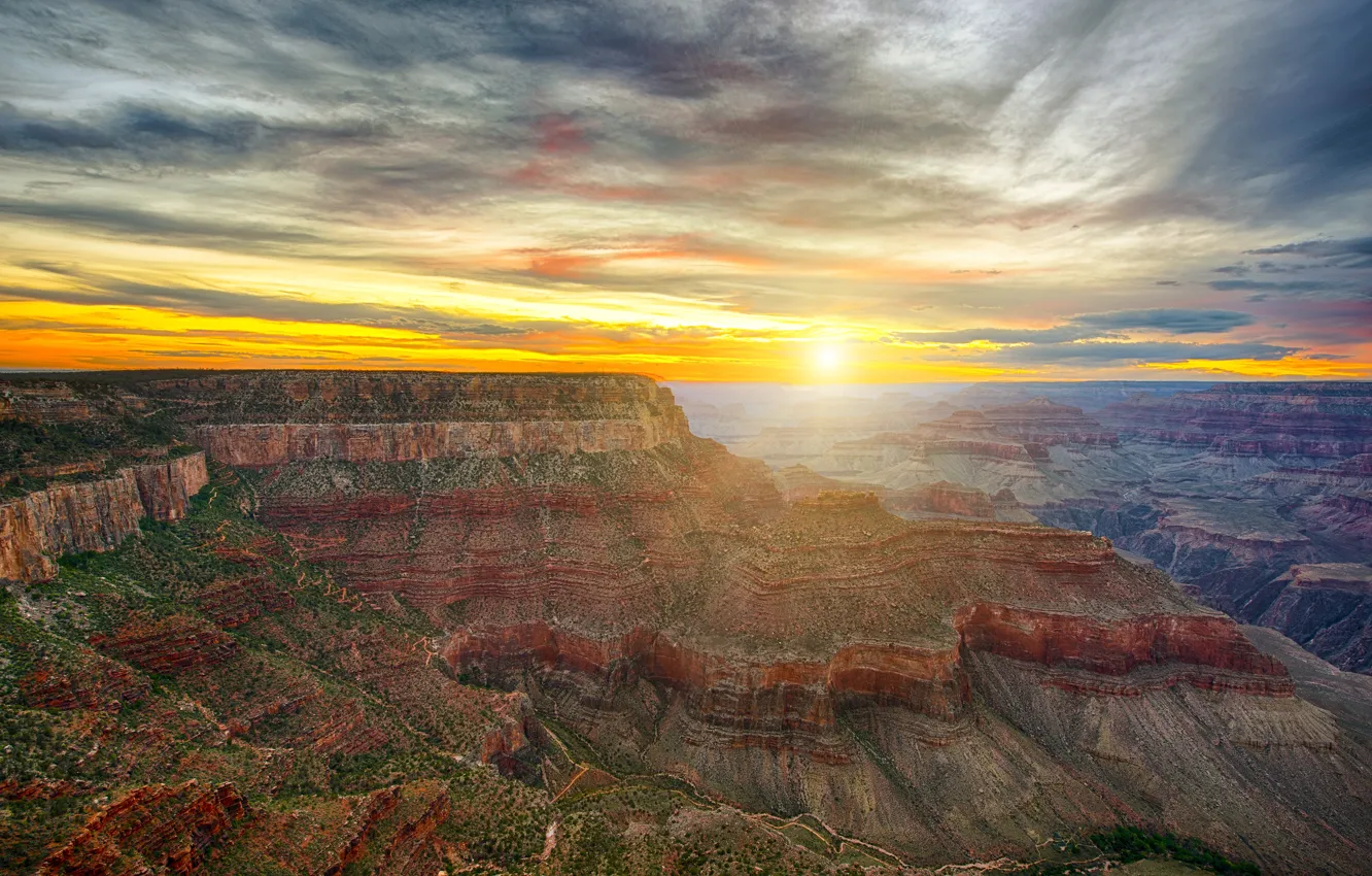 Photo wallpaper United States, Sunset, rocks, The Grand Canyon