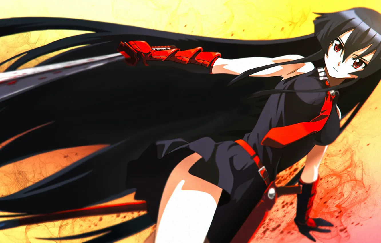 Photo wallpaper blood, anime, katana, akame, akame ga kill