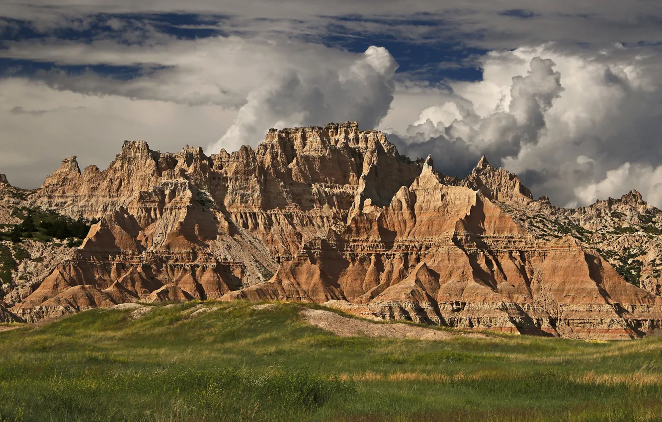 Photo wallpaper mountains, USA, Badlands National Park, South Dakota, Pennington