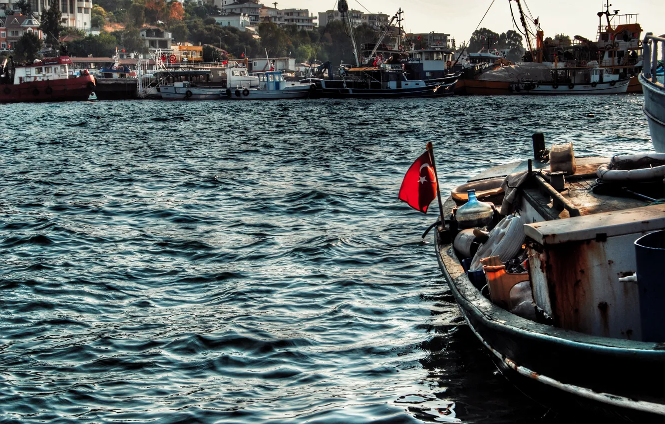 Photo wallpaper sea, Landscapes, turkey, boat, bodrum