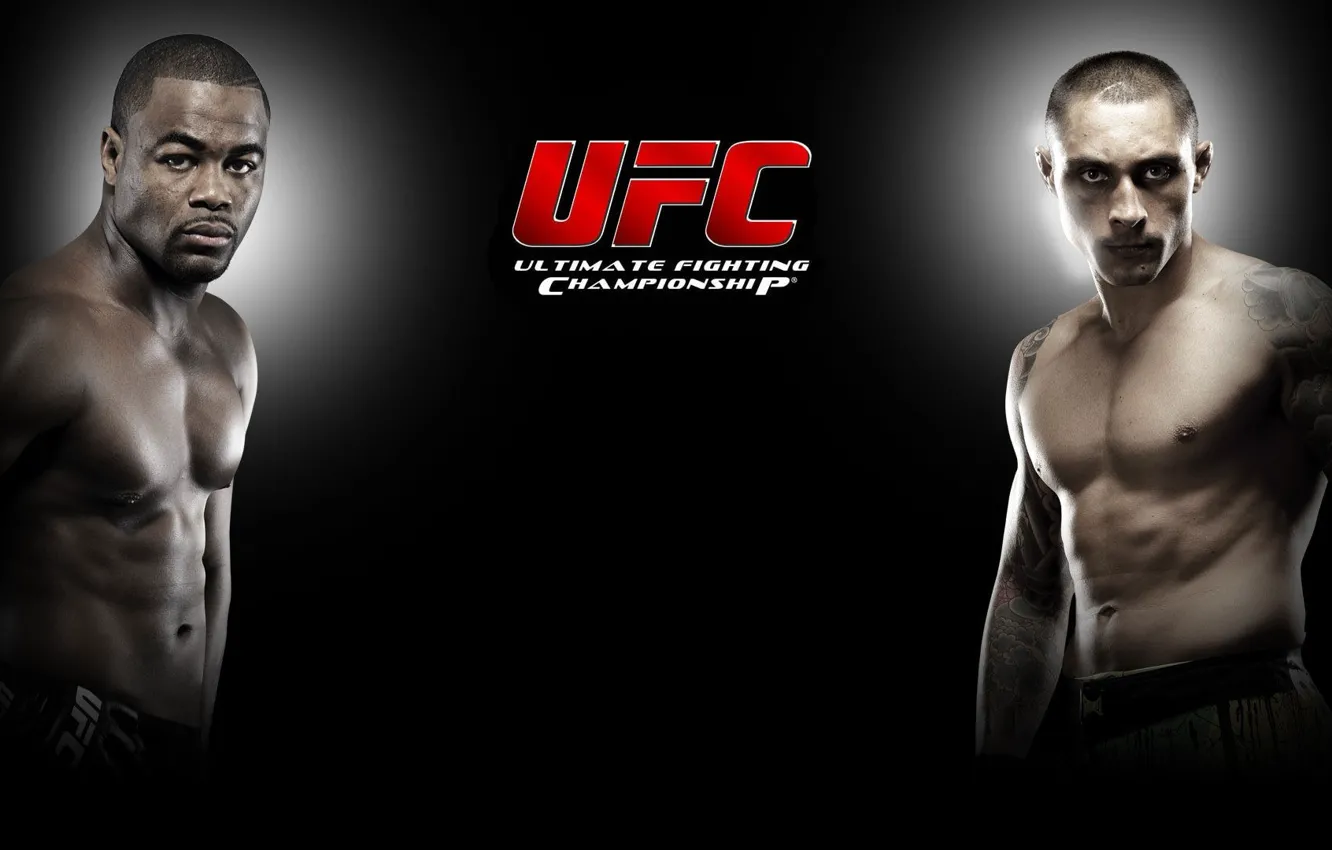 Photo wallpaper logo, fighter, black background, mma, thiago silva, ufc, rashad evans, Rashad Evans