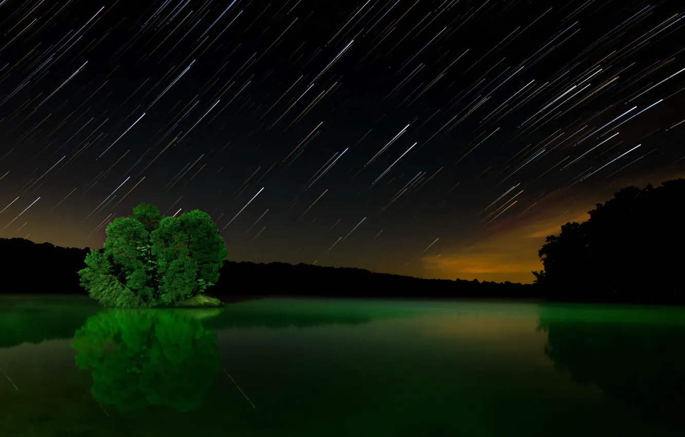 Photo wallpaper the sky, landscape, night, lake