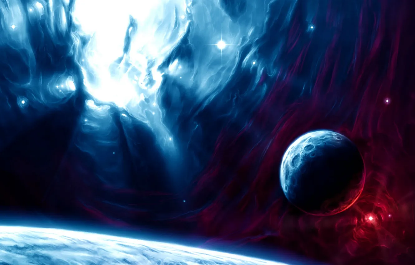 Photo wallpaper red, blue, planets, sci fi