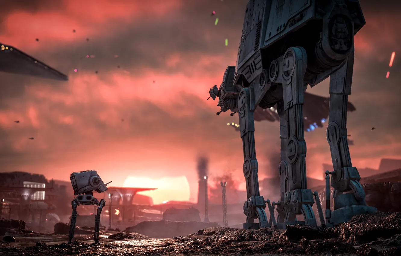 Photo wallpaper the game, Electronic Arts, AT-AT, DICE, AT-ST, star wars battlefront