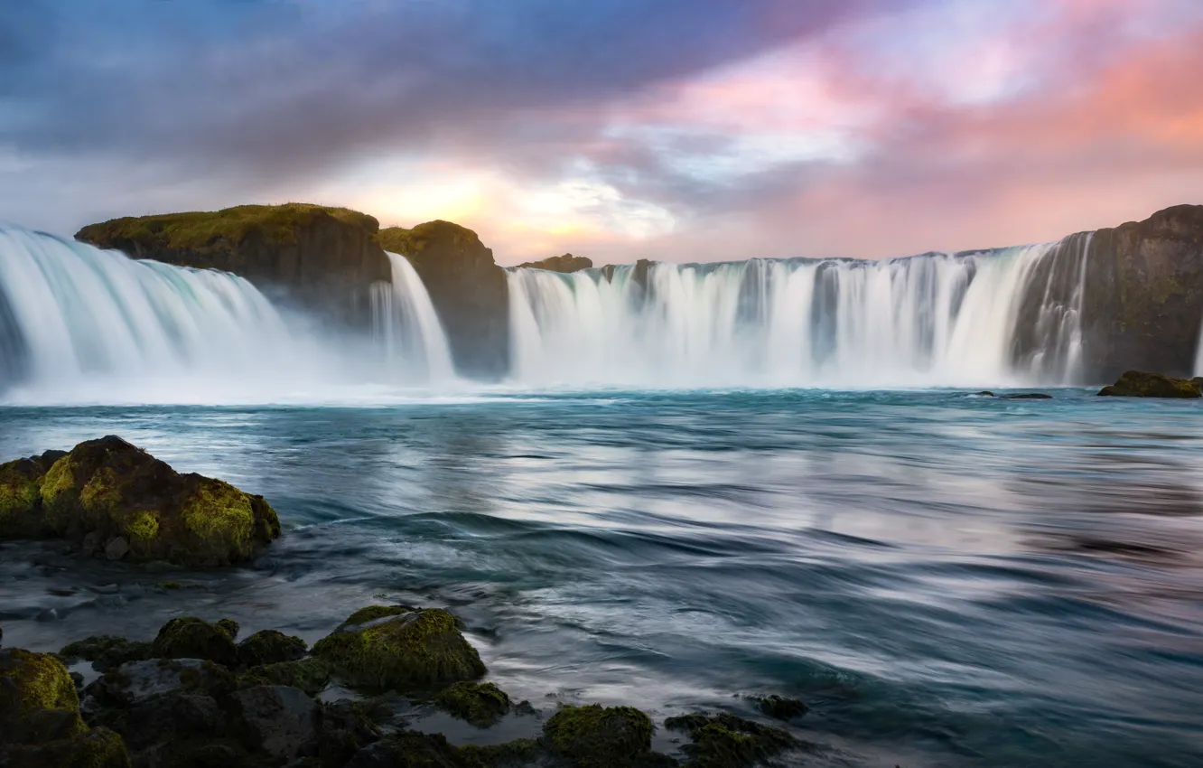 Photo wallpaper rocks, waterfall, stream, Iceland