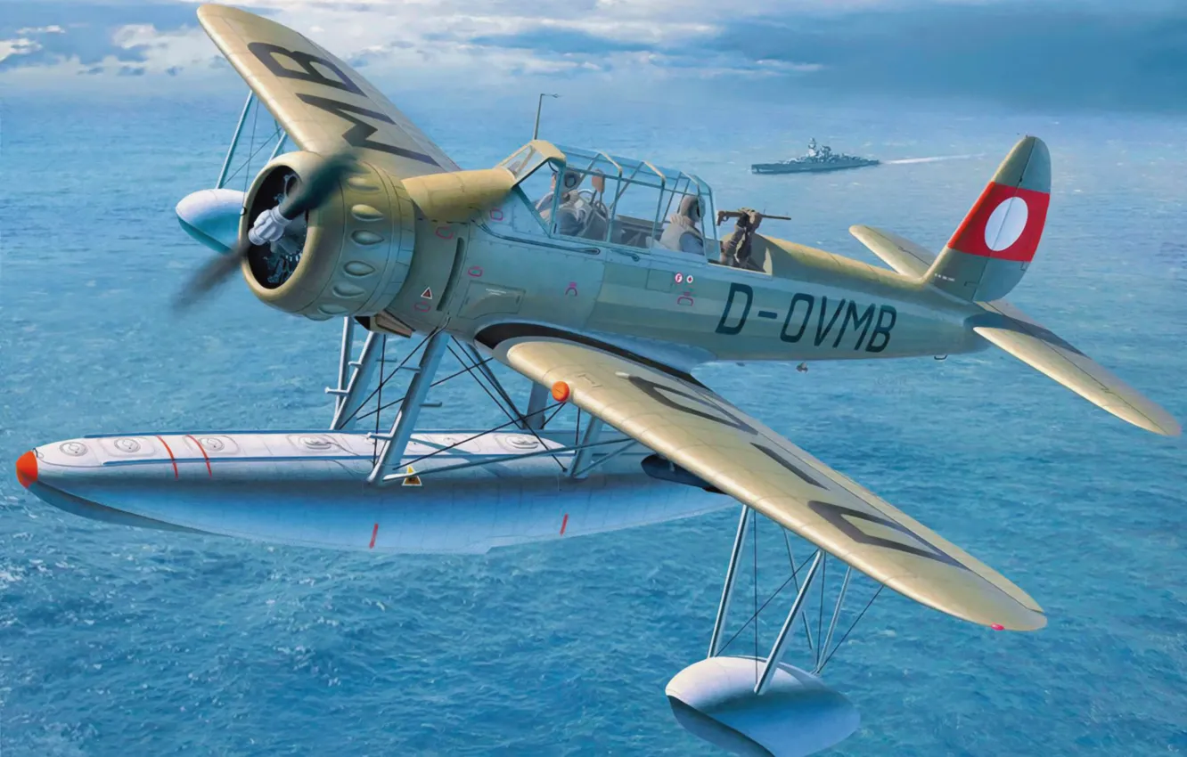 Photo wallpaper war, art, airplane, painting, aviation, ww2, Arado Ar 196 B