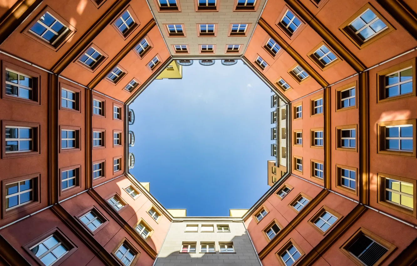 Photo wallpaper the sky, home, Germany, window, well, Berlin