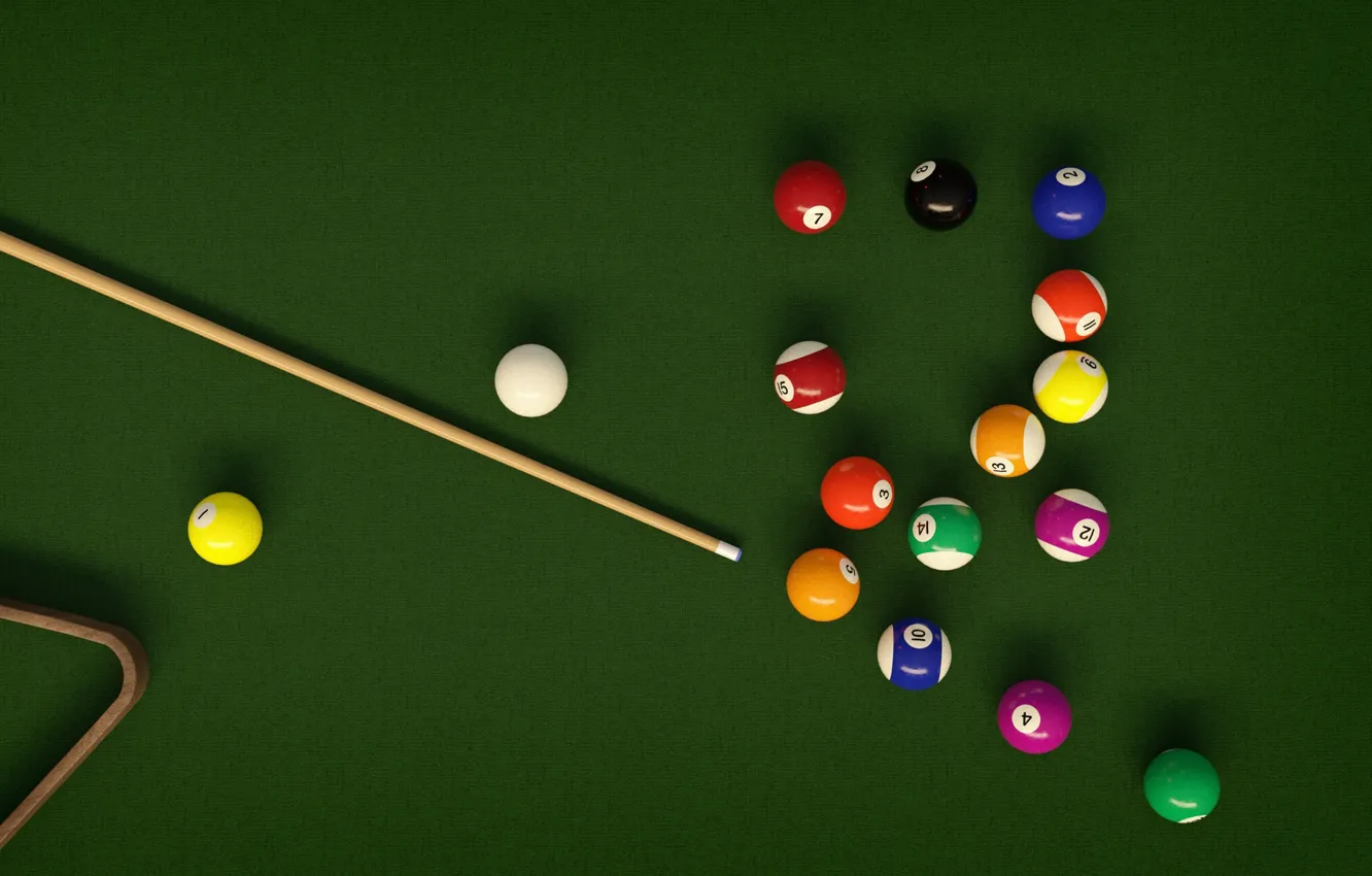 Photo wallpaper table, balls, Billiards, cue, pool