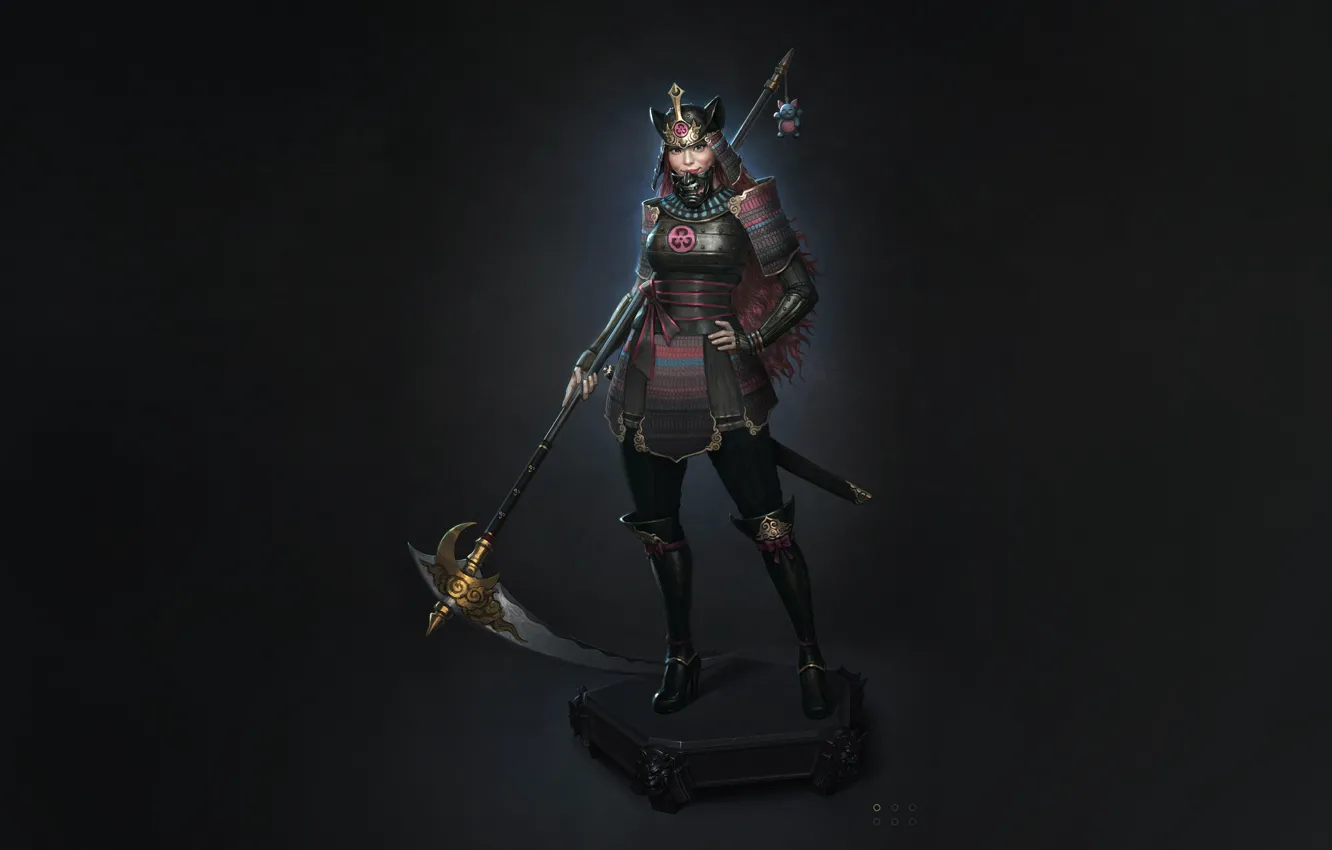 Photo wallpaper girl, fantasy, armor, style, art, background, warrior, Minimalism