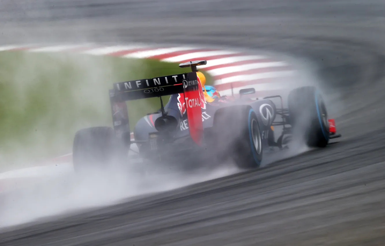 Photo wallpaper rain, Formula 1, Red Bull, Vettel, Sebastian, rb 10