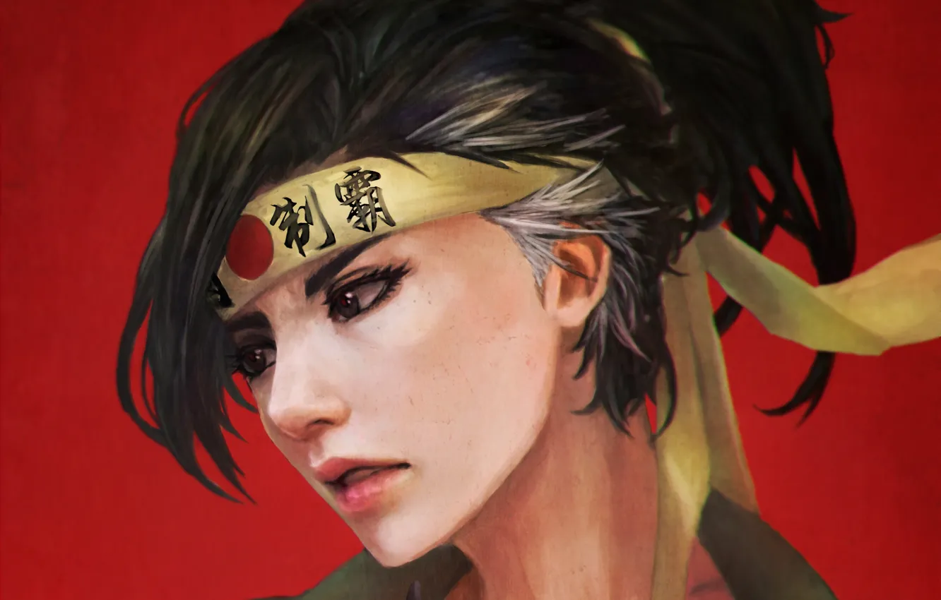 Photo wallpaper girl, headband, fan art, Hanzo, casual, Overwatch