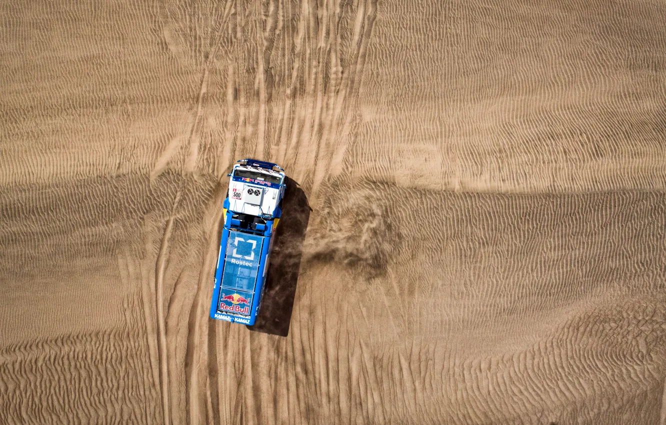 Photo wallpaper sand, race, Truck, Master, top, Russia, the view from the top, Kamaz
