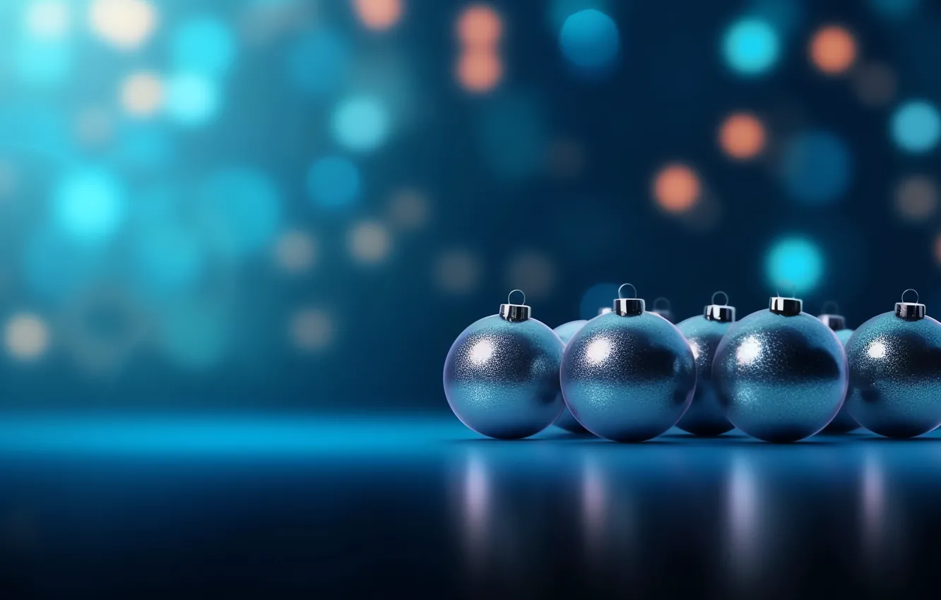 Photo wallpaper balls, the dark background, new year, Christmas, blue background, Christmas decorations, Christmas decorations, AI art
