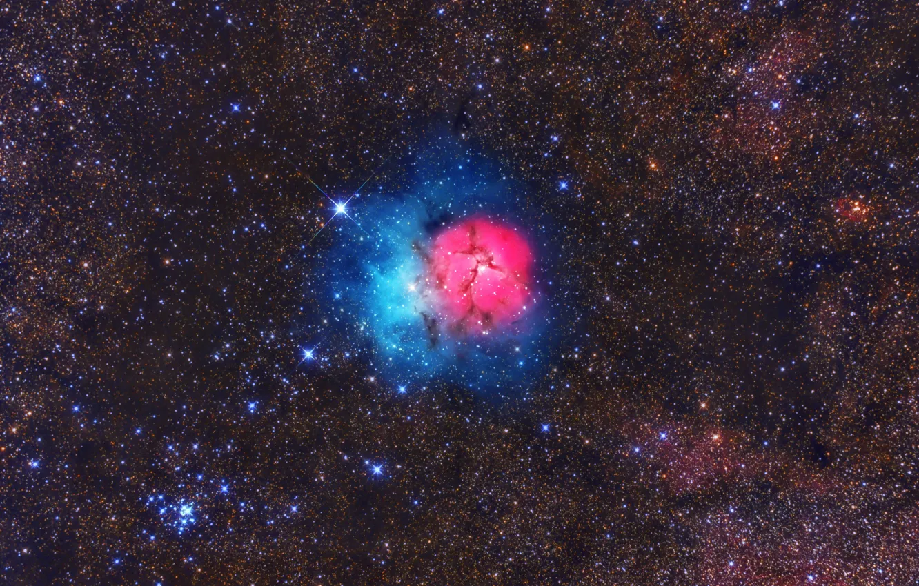 Photo wallpaper space, nebula, M20, Trifid Nebula