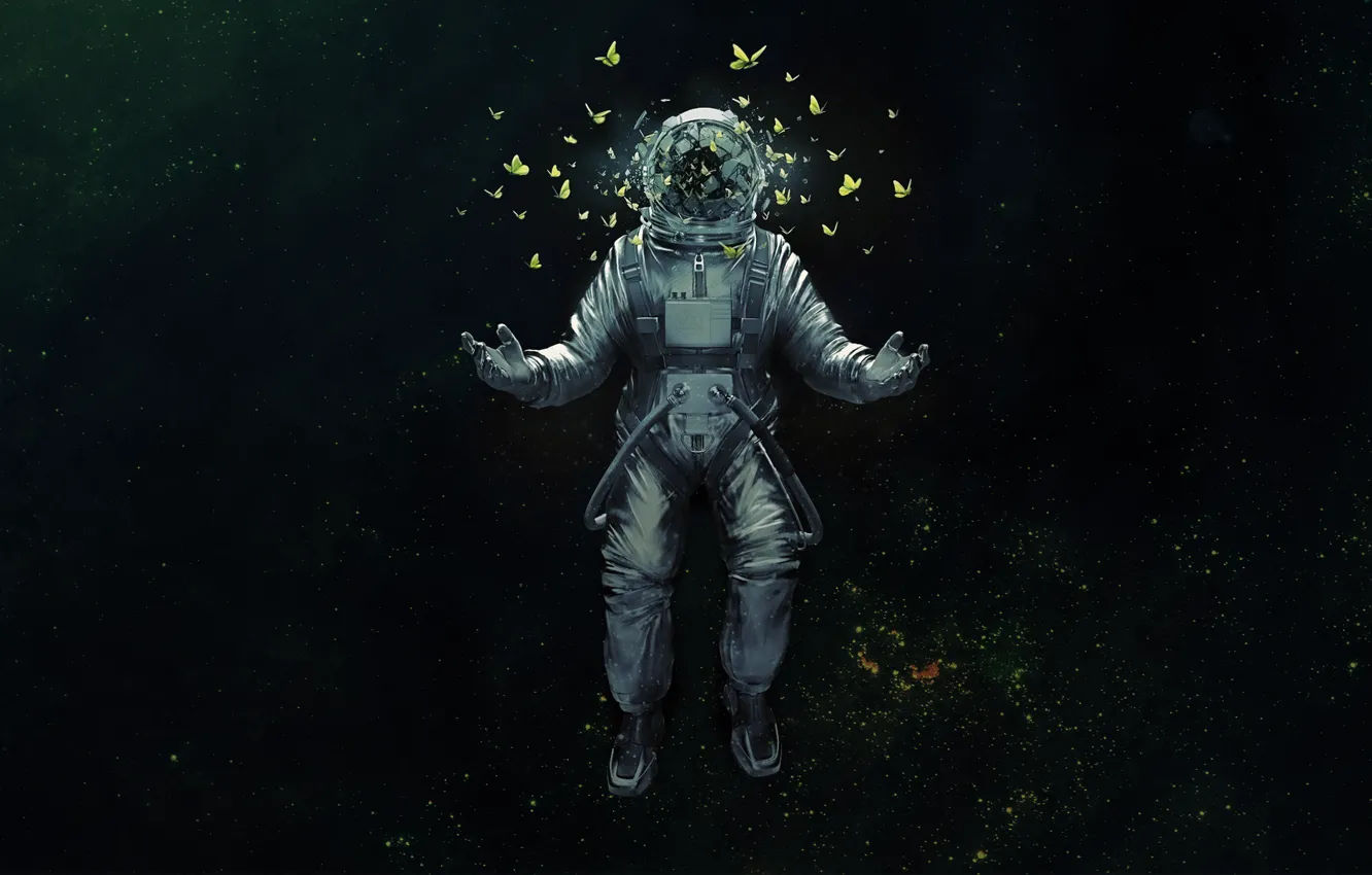 Photo wallpaper space, butterfly, the suit, art, space, astronaut