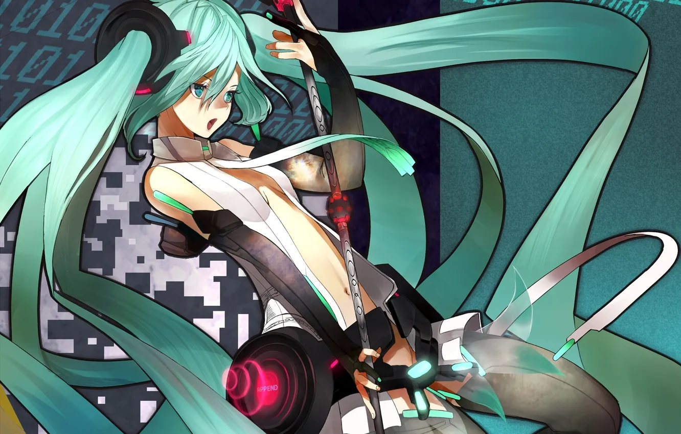 Photo wallpaper girl, hair, costume, Vocaloid